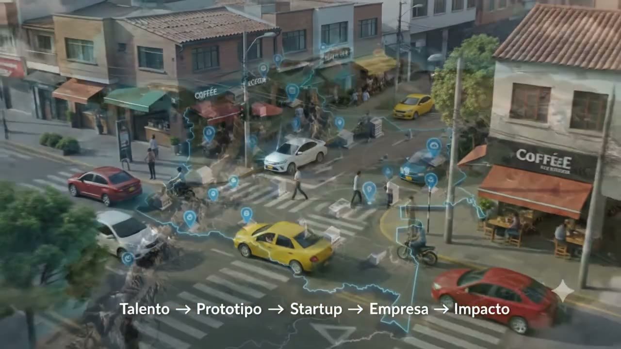 Sala de innovación con mesa interactiva